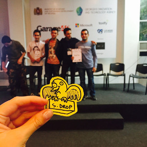 The Supply Drop team on stage at Garage48